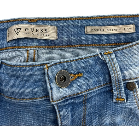 Guess Jeans Power Skinny Low rise Distressed Jean Sz 28 - Picture 4 of 4